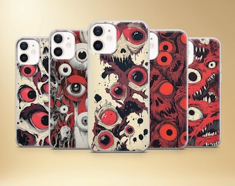 Creepy Eyes Phone Case, Horror Grunge Art, UV Print