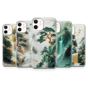 Étui pour portable japonais Mountains Gold Waterfall pour iPhone, Samsung et Pixel