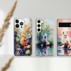 Fox Phone Case Watercolor Cover for Google Pixel 9a 8Pro 8Pro 7A 6A Samsung Galaxy S25 Ultra S24 A15 A55 A54 A35 iPhone 16Pro 15 13 12 11