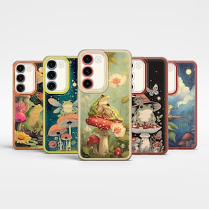 Vintage Cottagecore Frog Phone Case Mushroom and Floral Cover for iPhone, Samsung & Google Pixel