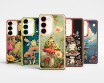 Vintage Cottagecore Frog Phone Case Mushroom and Floral Cover for iPhone, Samsung & Google Pixel