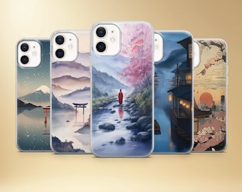 Japans landschapstelefoonhoesje, Scenic Zen Art Cover voor iPhone, Samsung, Pixel