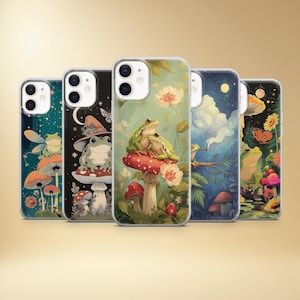 Frog Mushroom Phone Case, Fantasy Nature Cover for iPhone, Samsung, Pixel