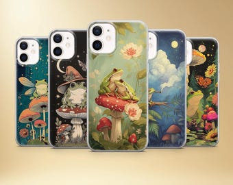 Frog Mushroom-telefoonhoesje, Fantasy Nature Cover voor iPhone, Samsung, Pixel