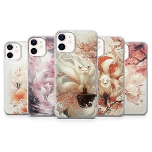 Custodia per telefono con motivo Volpe a nove code, motivo Kitsune Art, per iPhone 17 Pro Max, 16e, 15, 14, 12 e Samsung S25 Ultra, S24, A56, Pixel 10 XL, 9a