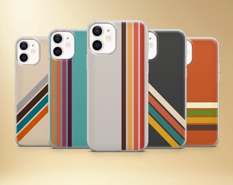 Retro Stripes Phone Case, Vintage Color Lines Cover for iPhone, Samsung, Pixel