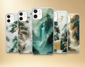 Oriental Landscape Phone Case, Mountain Waterfall Cover for iPhone, Samsung, Pixel