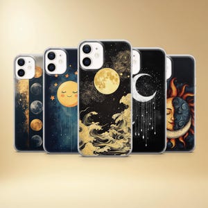 Himmlische Mondphasen Handyhülle, weiche TPU Gel Hülle (iPhone, Samsung, Pixel)
