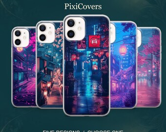 Sakura Phone Case Neon Art Alley Art Cover for iPhone 18 Pro, 17, 16, 15, 14, 13, Samsung S26, S25, S24, S23, A17,A57, A37 Pixel 11,10