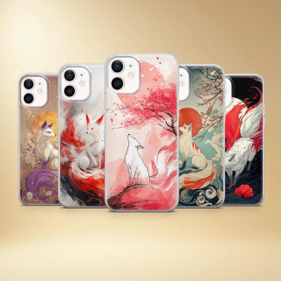 Japanese Kitsune Fox Phone Case, Soft TPU Gel Cover, Matte Finish (iPhone, Samsung, Pixel)