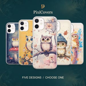Owl Phone Case Floral Whimsical Cover for iPhone 18 Pro, 17, 16, 15, 14, 13, Samsung S26, S25, S24, S23, A17,A57, A37 Pixel 11,10