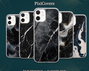 Marmeren telefoonhoesje met agaat- en vloeibare kunstprint voor iPhone 18 Pro, 17, 16, 15, 14, 13, Samsung S26, S25, S24, S23, A17, A57, A37 Pixel 11, 10