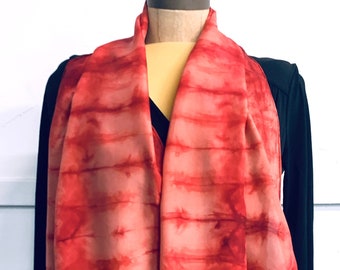 Orange silk shibori dyed scarf