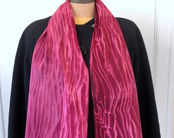 Silk crepe de chine scarf in purple raspberry, winter scarf, handmade, artist made, warm scarf