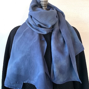 Deep blue scarf, Blue shawl, dark blue fashion wrap, Hand-dyed deep blue scarf, Mother&#39;s Day Gift