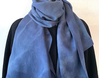 Deep blue scarf, Blue shawl, dark blue fashion wrap, Hand-dyed deep blue scarf, Mother's Day Gift