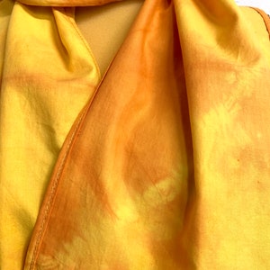 Yellow orange cotton scarf, Machine washable scarf, Shibori dyed scarf, Yellow scarf, Cotton scarf image 2