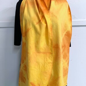 Yellow orange cotton scarf, Machine washable scarf, Shibori dyed scarf, Yellow scarf, Cotton scarf image 3