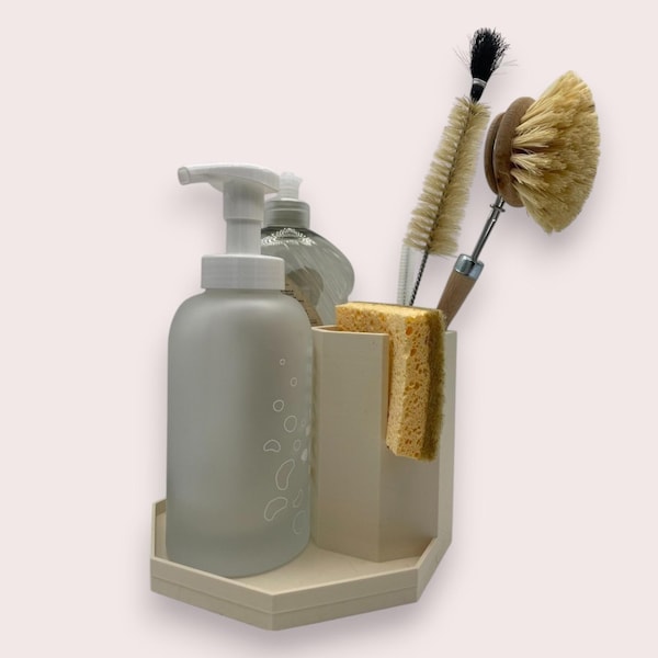 八角形のキッチンシンクオーガナイザー：モダンなクリーニングキャディ（16x16x12 cm）