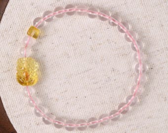 Pulsera Pixiu de ámbar y cristal, pulsera de dijes con cuentas translúcidas, tonos cálidos en capas, regalo de verano para el día a día, preventa