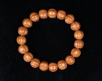 Pulsera de cuentas naturales de 14 mm, estilo mala de muñeca con tuerca redonda, regalo de joyería antiestrés