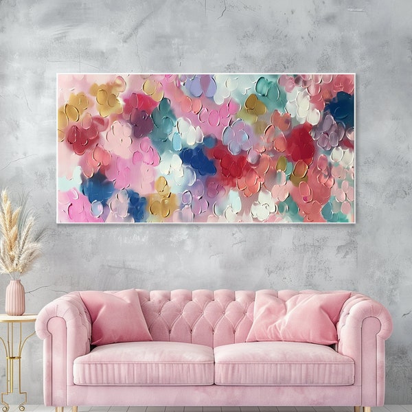 Pulsating Flowers Original Colorful Floral Painting Abstract 3D Textured Art Boho Canvas Art Modern Art Living Room Decor Mother's Day Gift