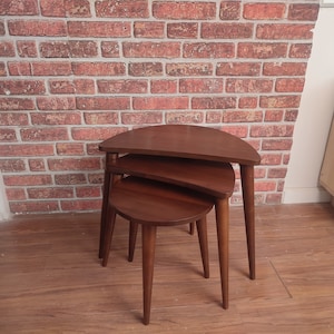 Solid Walnut Nesting Coffee Table Set: Mid-Century Modern Side Tables