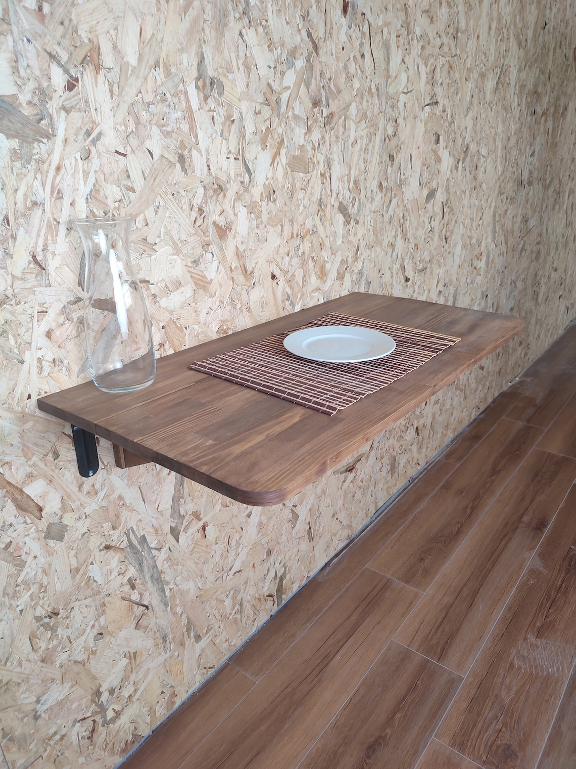 Natural Solid Wood Murphy Desk, Wall Mounted Folding Table With Shelves ...