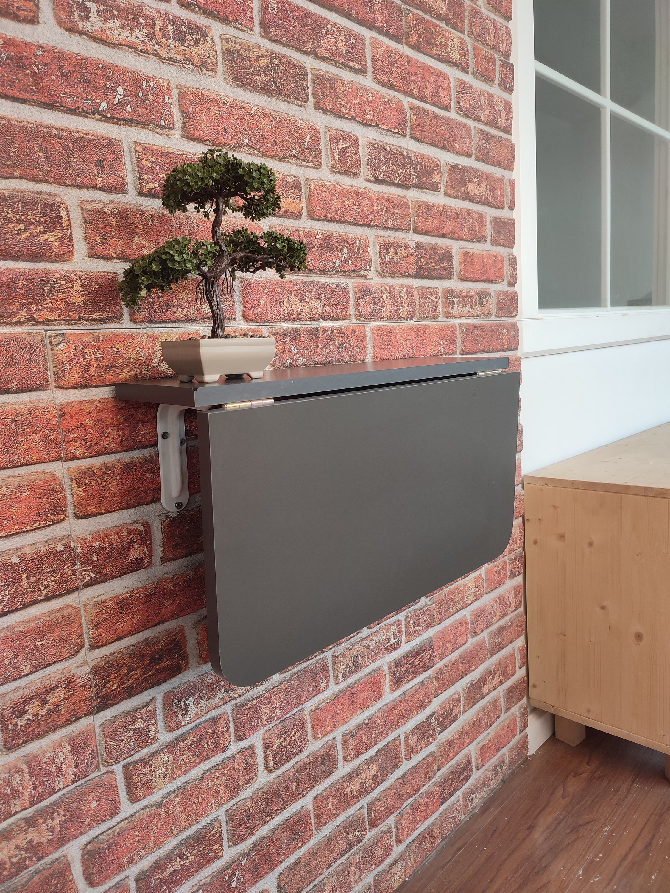 Wall Mounted Folding MDF Desk with Shelves: Space Saving Murphy Table
