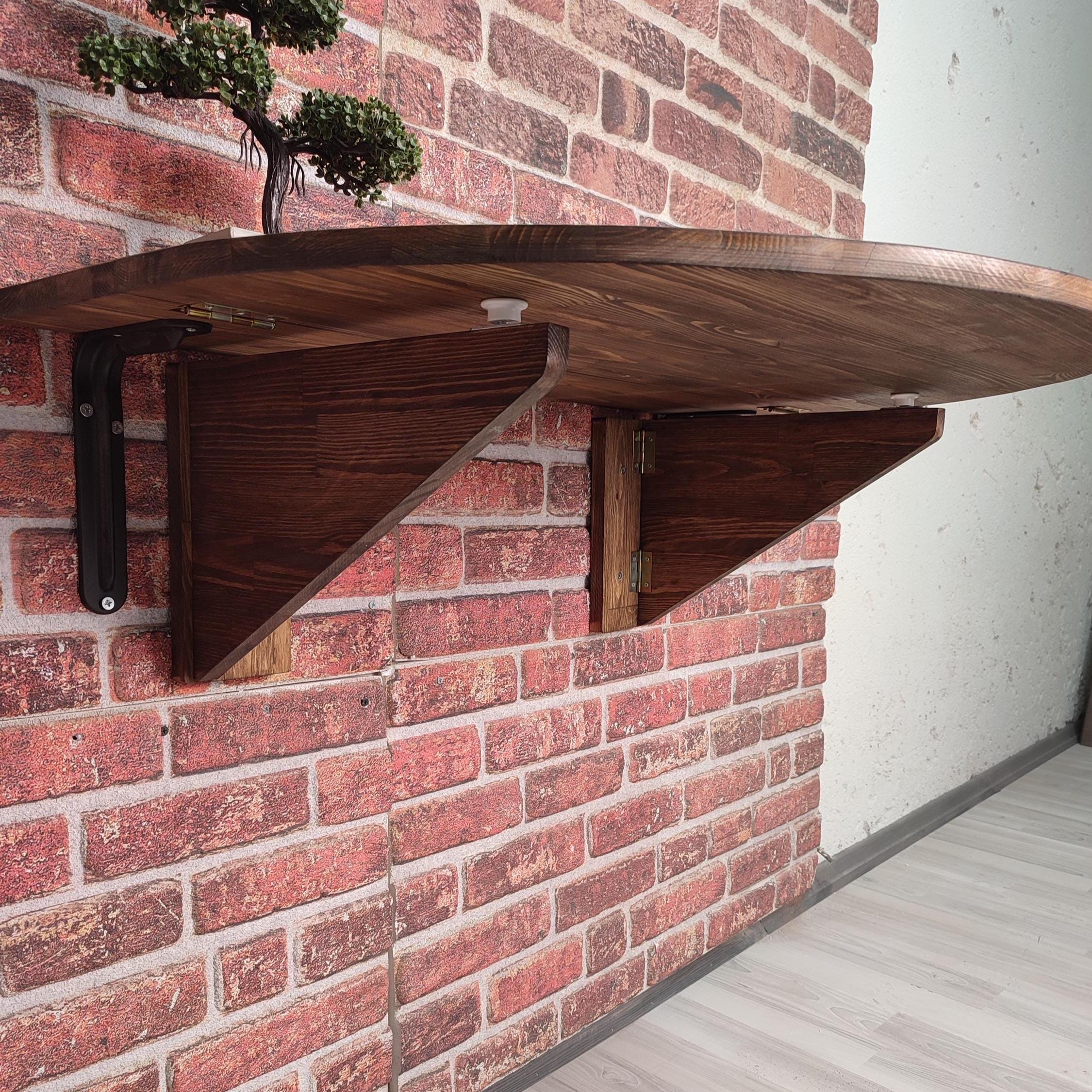 Round Solid Pine Wood Murphy Desk: Wall Mounted Folding Table With ...