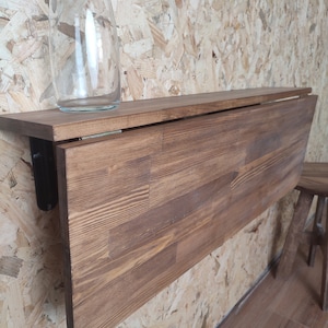 Natural Solid Wood Murphy Desk, Wall Mounted Folding Table With Shelves,Space Saving Table,Floating Kitchen Table,Murphy Table,Foldable Desk