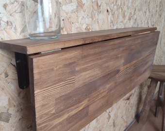 Natural Solid Wood Murphy Desk, Wall Mounted Folding Table With Shelves,Space Saving Table,Floating Kitchen Table,Murphy Table,Foldable Desk