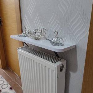 White Radiator Shelf: Modern Wooden Entrance Shelf