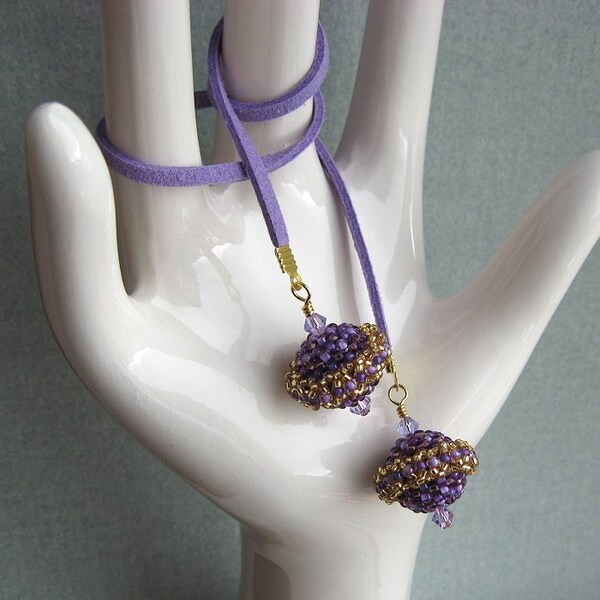 Book Thong Bookmark PANDORA Purple Gold Beadwoven