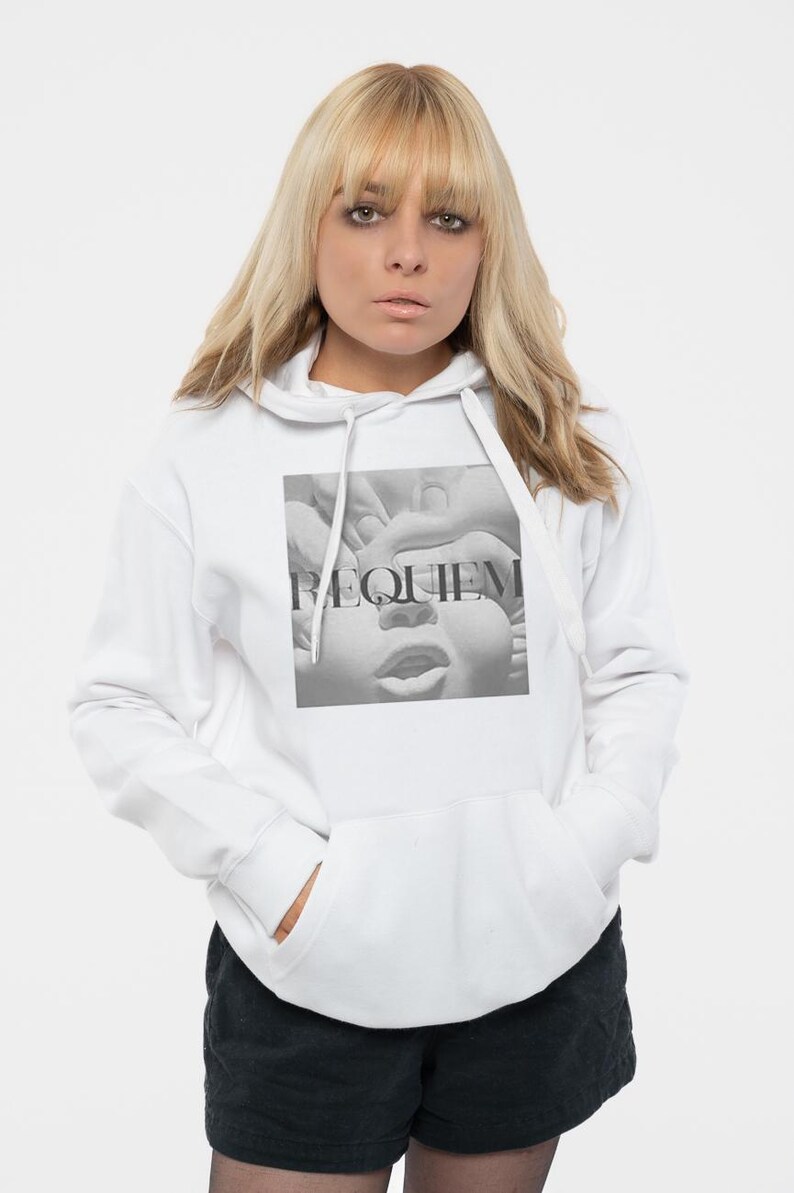 Korn 'Requiem' Band Logo Hoodie - Men's White Pullover Hoodie, 50/50 Cotton Polyester Blend