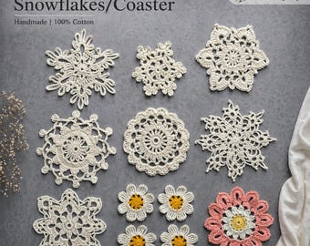Juego de posavasos de copo de nieve de ganchillo hechos a mano – Posavasos de encaje, decoración navideña, decoración de mesa de invierno, regalo para el hogar