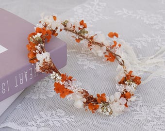 Bright Orange and White Jeweled Headband Tangerine  display picture 3