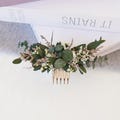Dried flower comb ,Eucalyptus leaves hair comb, Bride hair comb, Dried flower hair accessories,Bohemian wedding hair accessories