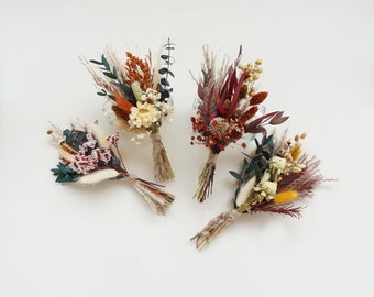 Rust Terracotta Dried Flower Bouquet: Small Bohemian Vase Arrangement