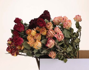 Dried rose flowers, Pink, Red, Yellow, Cream, Dried Flowers, Home decoration,Decorative bouquet