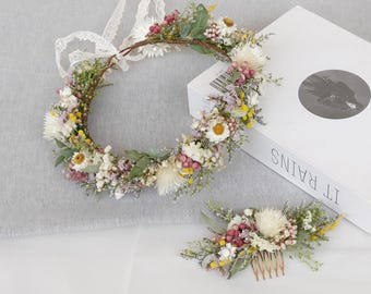 The Dayton company Vintage floral flower headpiece halo piece Handmade Frida Kahlo Flower Crown, Day of the Dead Headpiece  main image 3