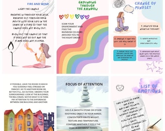 Panic attack Card Set with Exercises to Overcome Panic Attacks, Stress and Anxiety, "The Power is in You" 46 pcs per set, in English