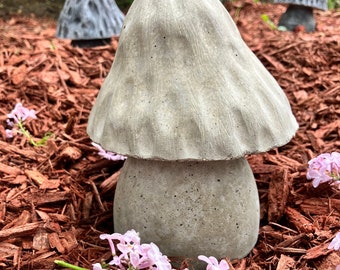 6” Mushroom Statue, Natural Sandy Gray Concrete Garden Memorial Art, Pet Cemetery Lawn Ornaments, Gifts For Companions, Morel Shroom Stone