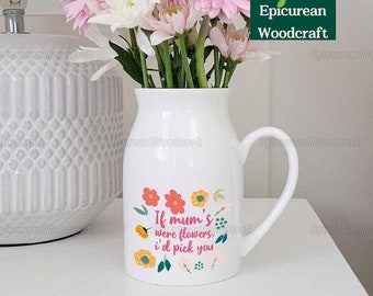 Vaso di fiori per la festa della mamma, regalo di compleanno per la mamma, vaso di fiori per la mamma, fiori del mese di nascita, regalo personalizzato, vaso per fioriera per la mamma, regalo per la festa della mamma