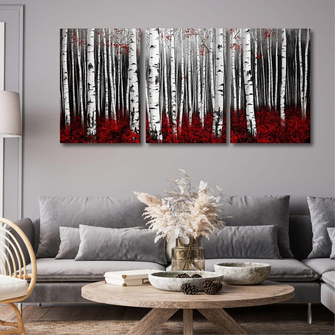 Birch Tree Canvas Wall Art Triptych, Fall Forest Landscape, USA Made - Etsy