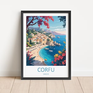 Stampa di viaggio di Corfù - Poster di arte murale di Corfù Grecia Regalo di compleanno Amante dell'arte Corfù Grecia Arazzo da parete Stampe d'arte greca Poster di Corfù Decorazione per la casa