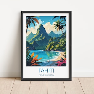 Impression de voyage à Tahiti - Art mural à Tahiti, cadeau d'anniversaire de mariage, amateur d'art, affiche de Tahiti, Polynésie française, tenture murale, décoration d'intérieur, anniversaire