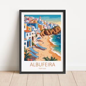 Albufeira Reise - Portugal Wandkunst Albufeira Poster Portugal Print Kunst Liebhaber Geschenk Reise Geschenk Portugiese Decor Home Wandbehang