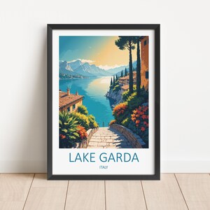 Impression du lac de garde, affiche du lac de garde, lac de garde Italie, affiche des lacs, art mural Italie, estampes italiennes, impression de voyage en Italie, cadeau de voyage en Italie