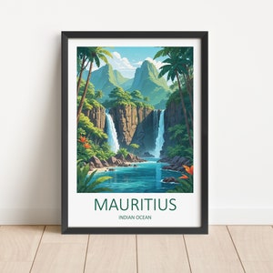 Impresión de viaje de Mauricio - Póster del Océano Índico, regalo para amantes del arte mural de Mauricio, obra de arte de Mauricio, decoración del hogar, regalos, regalo de boda, colgante de pared